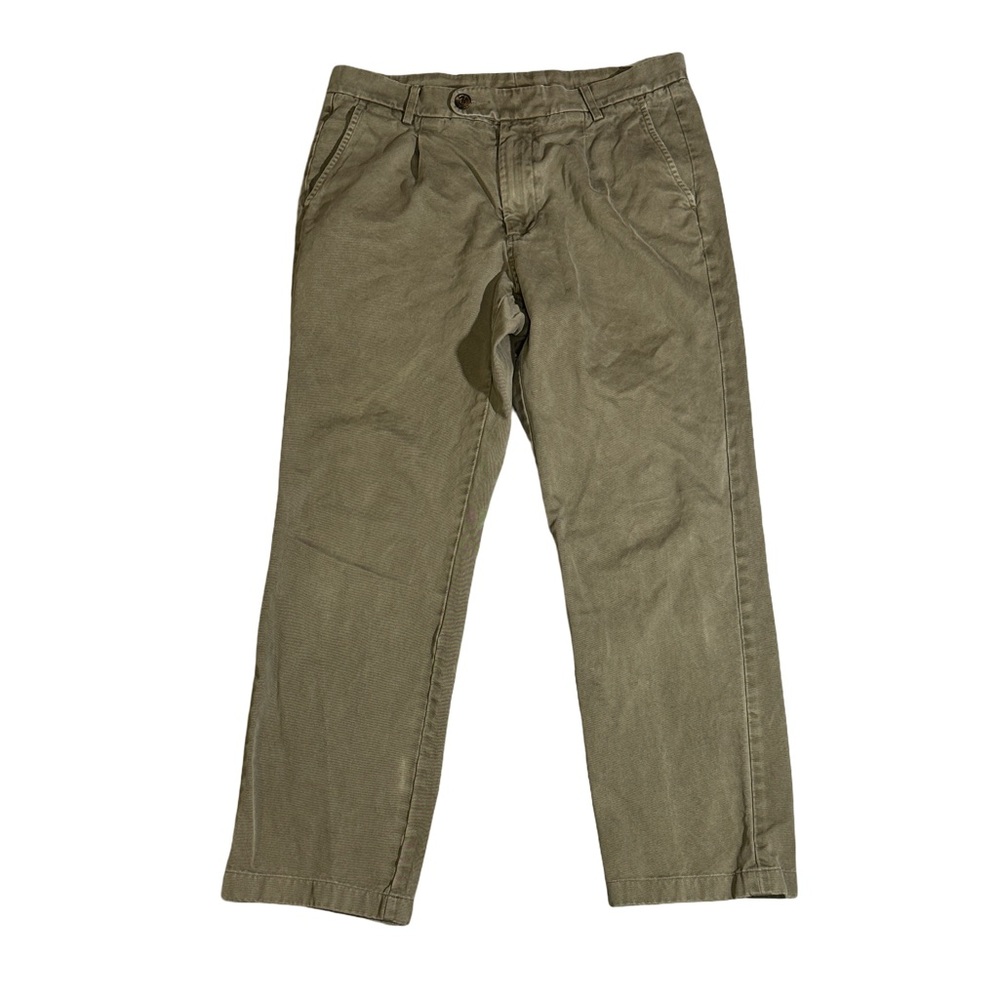 Spier & Mackay mens 32x27 olive green premium washed cotton chino pants EUC